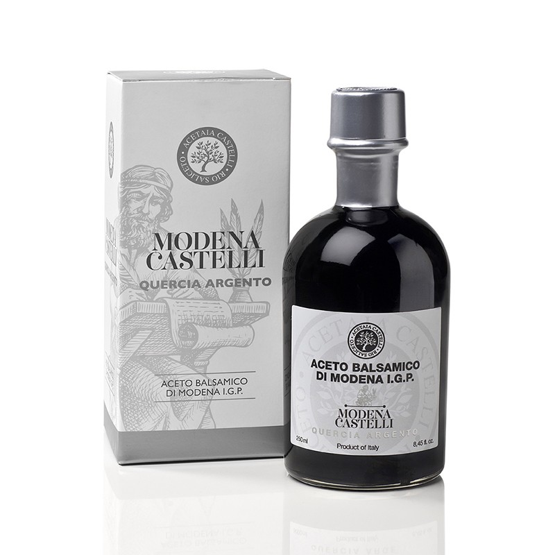 Bottiglia di Aceto Balsamico di Modena I.G.P. Quercia Argento Acetaia Castelli 250 ml