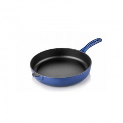 Cast iron flat bottom pan 16 cm blue