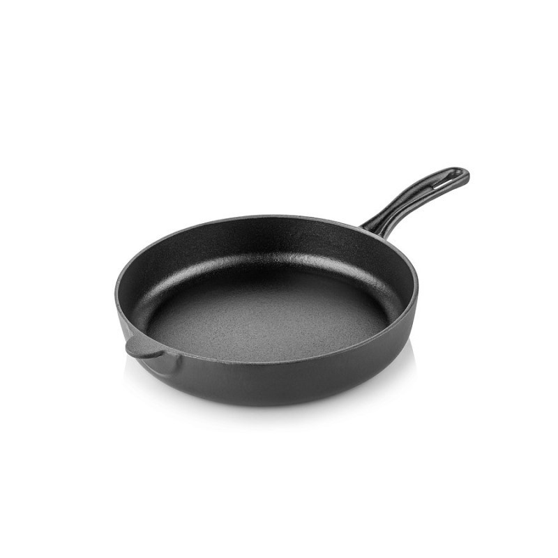 Cast iron flat bottom pan 24 cm black