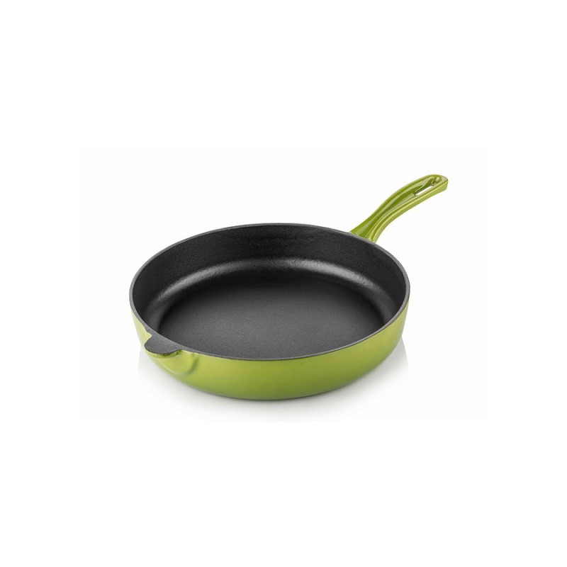Cast iron flat bottom pan 24 cm green