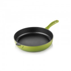 Cast iron flat bottom pan 28 cm green