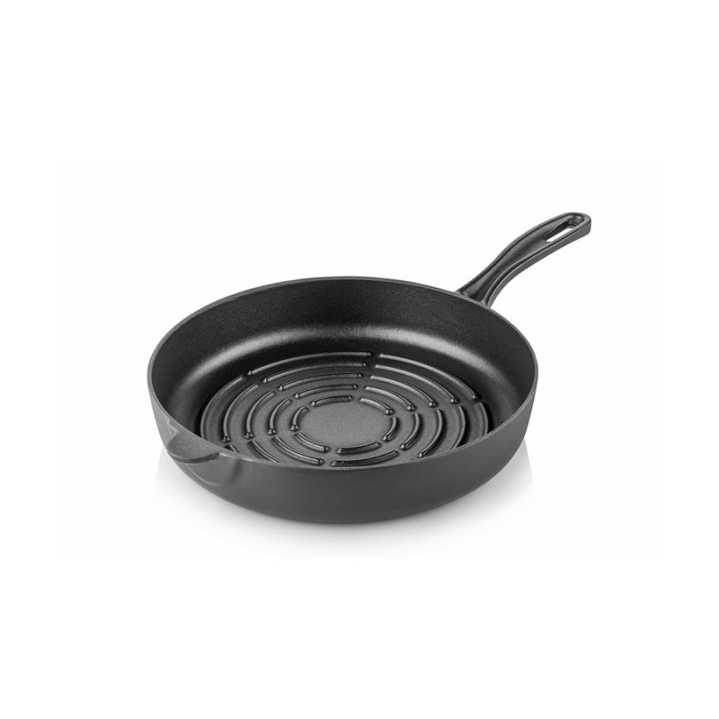 Cast iron grill bottom pan 24 cm black