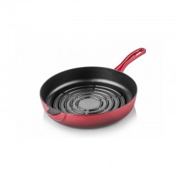 Cast iron grill bottom pan 24 cm red