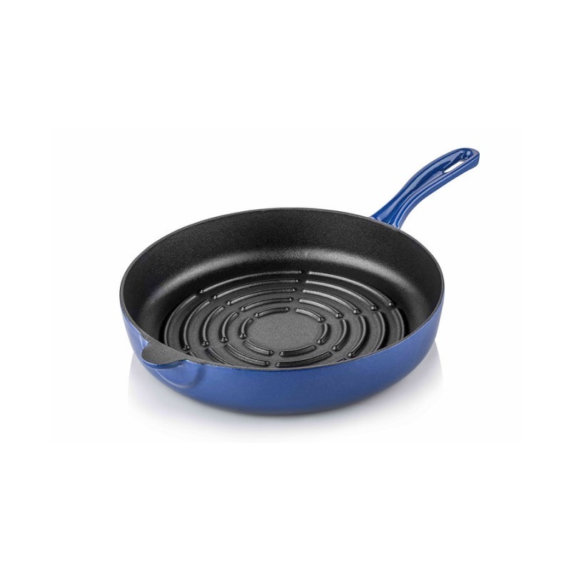 Cast iron grill bottom pan 24 cm blue