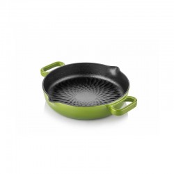Cast iron double handle grill bottom pan 24 cm green