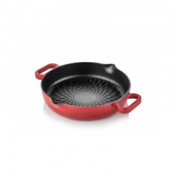 Cast iron double handle grill bottom pan 24 cm red