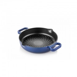 Cast iron double handle grill bottom pan 24 cm blu