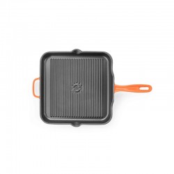 Cast iron square grill pan 30x30 cm orange top